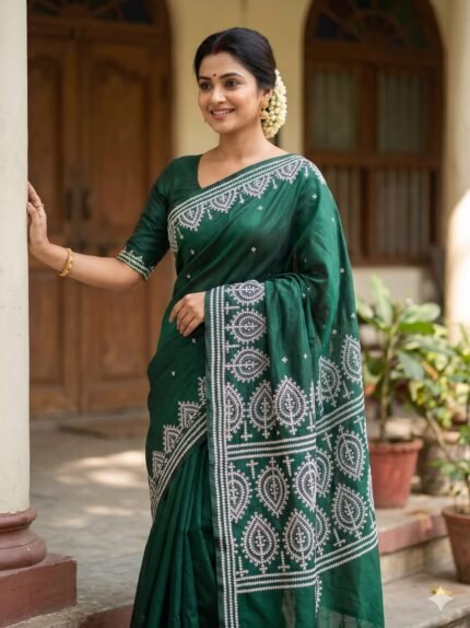 Gujarati Kantha Stitch Saree